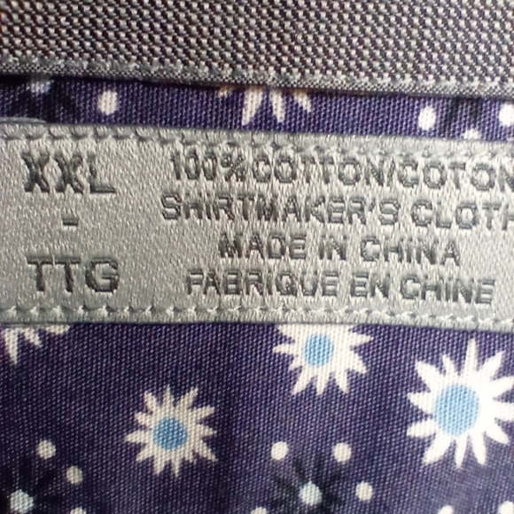 Thomas Dean Mens Size 2XL Button Front Shirt Contrasting Flip Cuff Purple Floral - Picture 11 of 11
